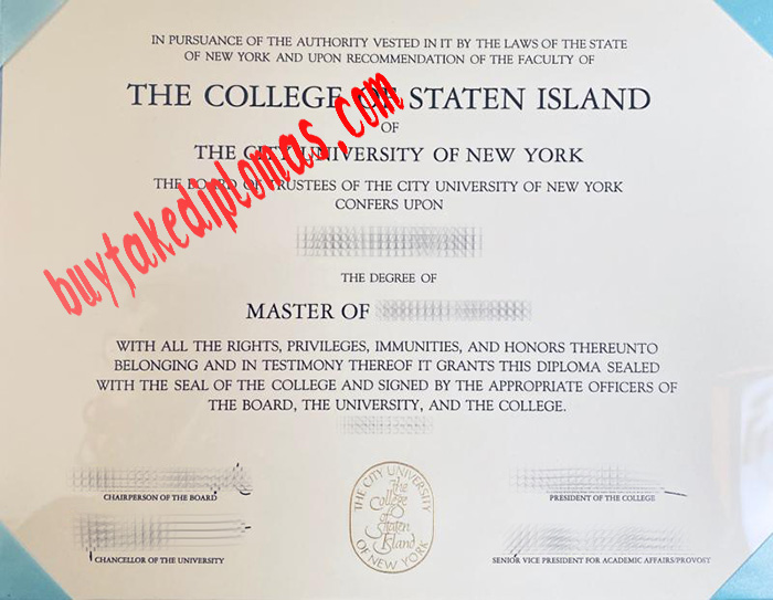 City University of New York College of Staten Island fake diploma