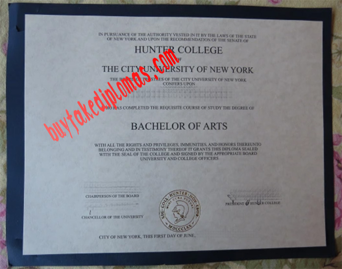 City University of New York of Hunter College fake degree