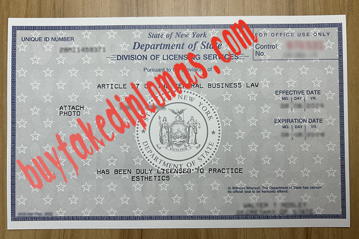 fake New York Cosmetology License